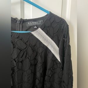 Eloquii Black Lace White Trim Dramatic Sleeve Romper